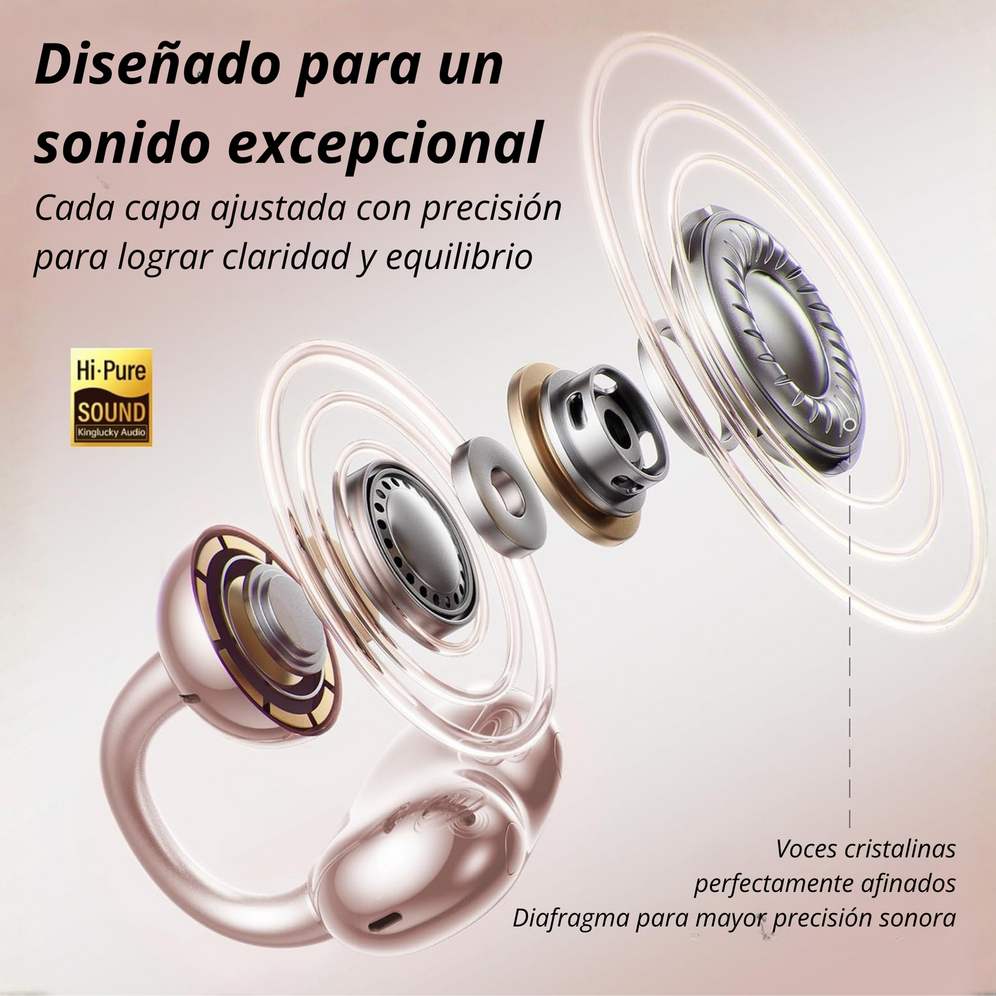 Auriculares inalámbricos Bluetooth con aretes de lazo de cristal desmontables