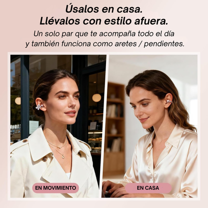 Auriculares inalámbricos Bluetooth con aretes de lazo de cristal desmontables