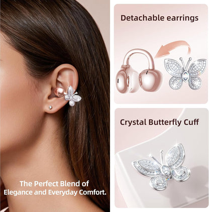 Auriculares inalámbricos Bluetooth con aretes de lazo de cristal desmontables