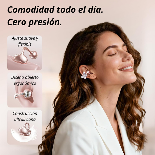 Auriculares inalámbricos Bluetooth con aretes de lazo de cristal desmontables